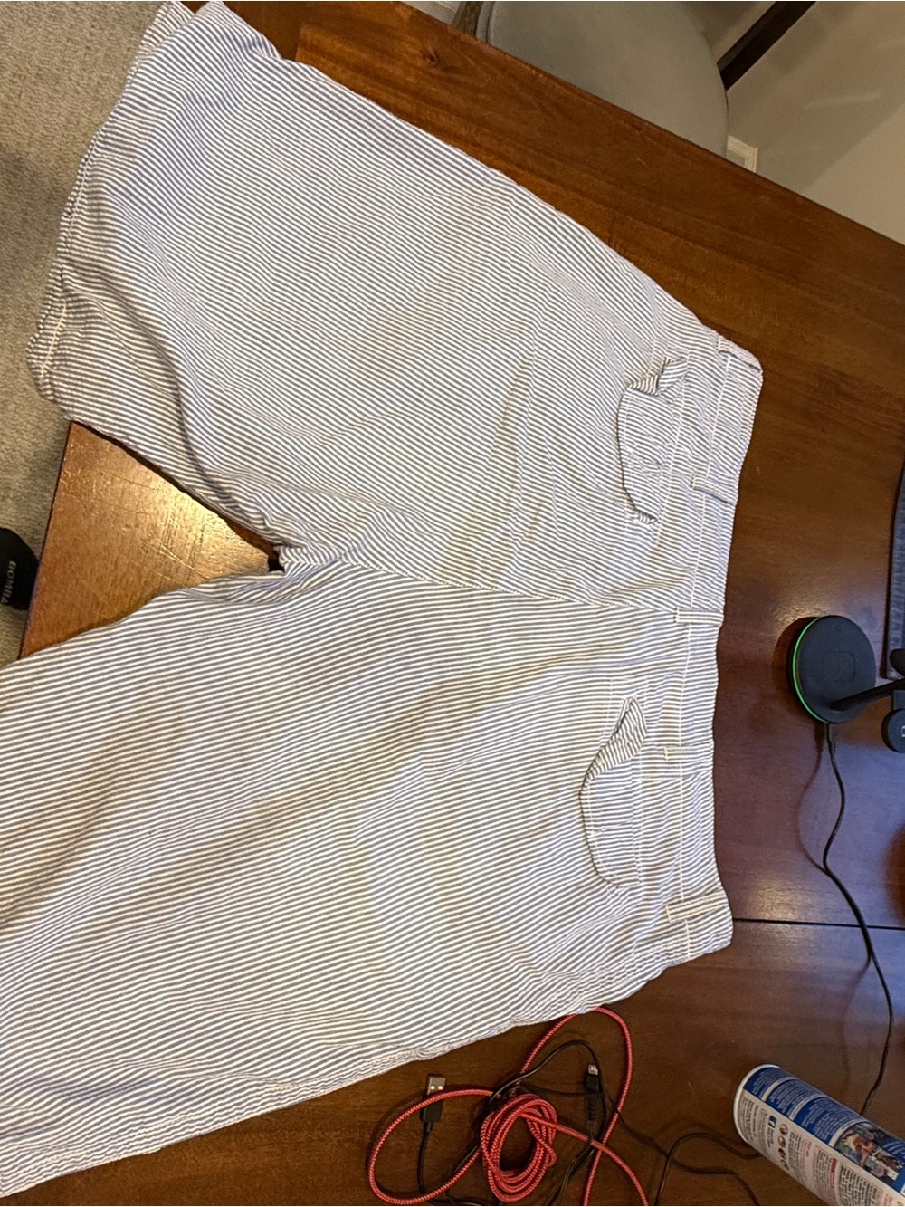 Howe Blue and White Striped Flat Front Men’s Shorts
